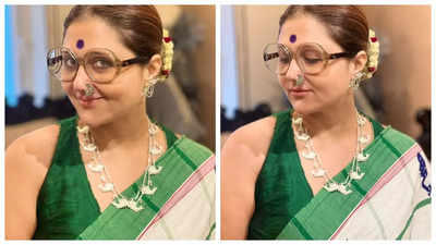 Swastika Mukherjee looks her elegant best in this stunning saree with Gajra in her hair