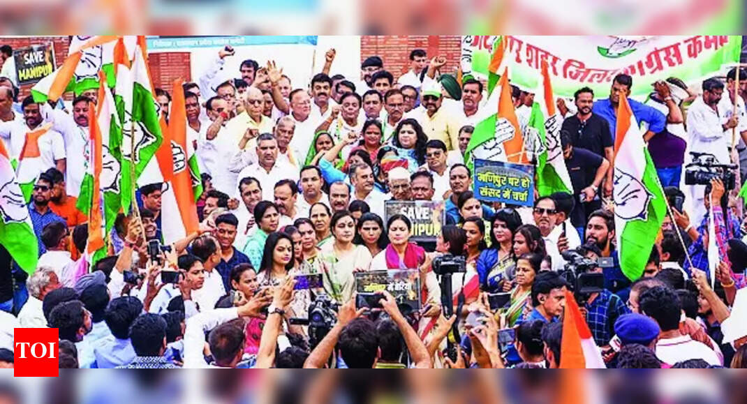 Cong March On Manipur Violence | Jaipur News - Times of India