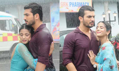 Pyaar Ka Pehla Adhyaya ShivShakti actors Arjun Bijlani and Nikki Sharma brave 7-8 hours of Mumbai rains for a romantic sequence