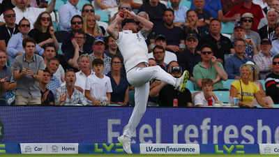 Pat Cummins: Watch: Ben Stokes' superb catch to dismiss Pat Cummins in 5th  Ashes Test