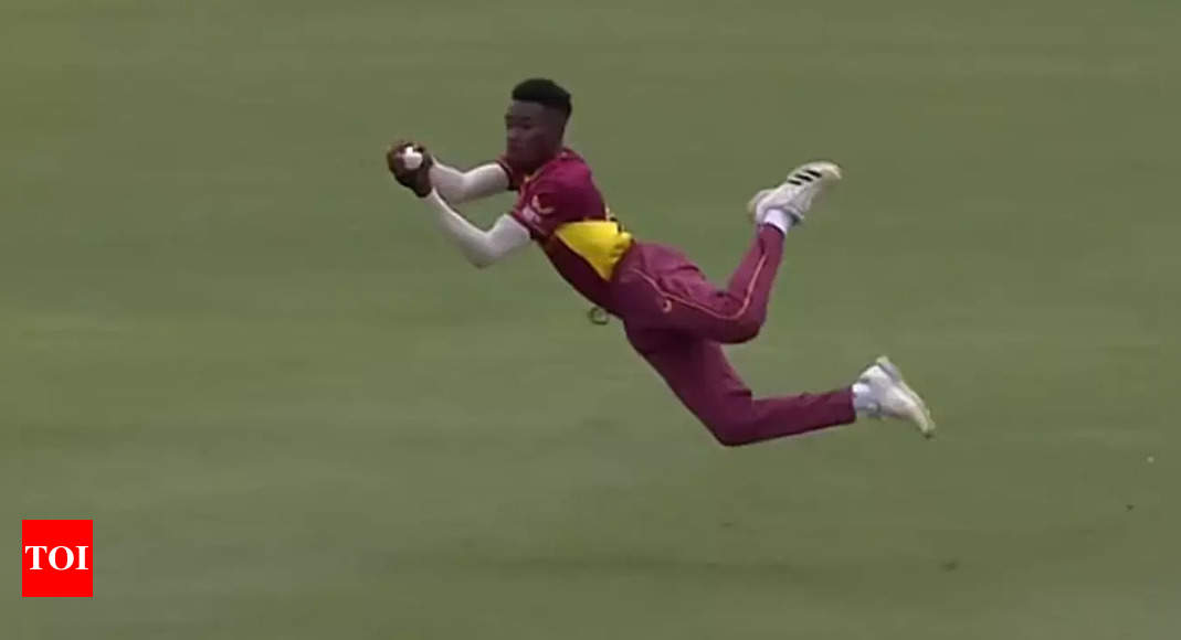 Watch: Alick Athanaze’s gravity-defying catch dismisses Ishan Kishan | Cricket News – Times of India