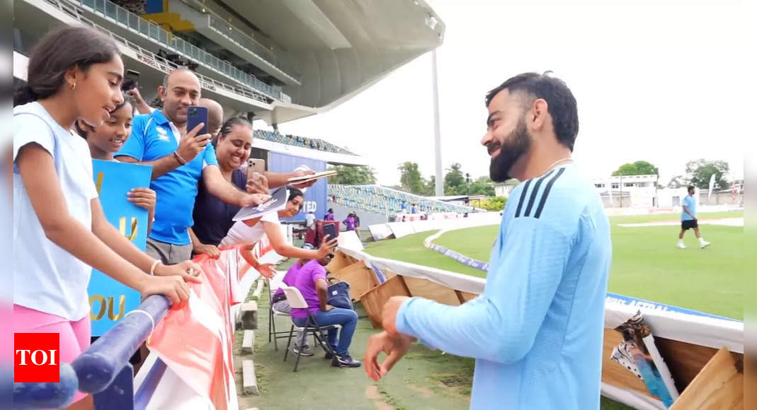 Watch: Virat Kohli makes a young fan’s day by accepting a bracelet she made for him | Cricket News – Times of India