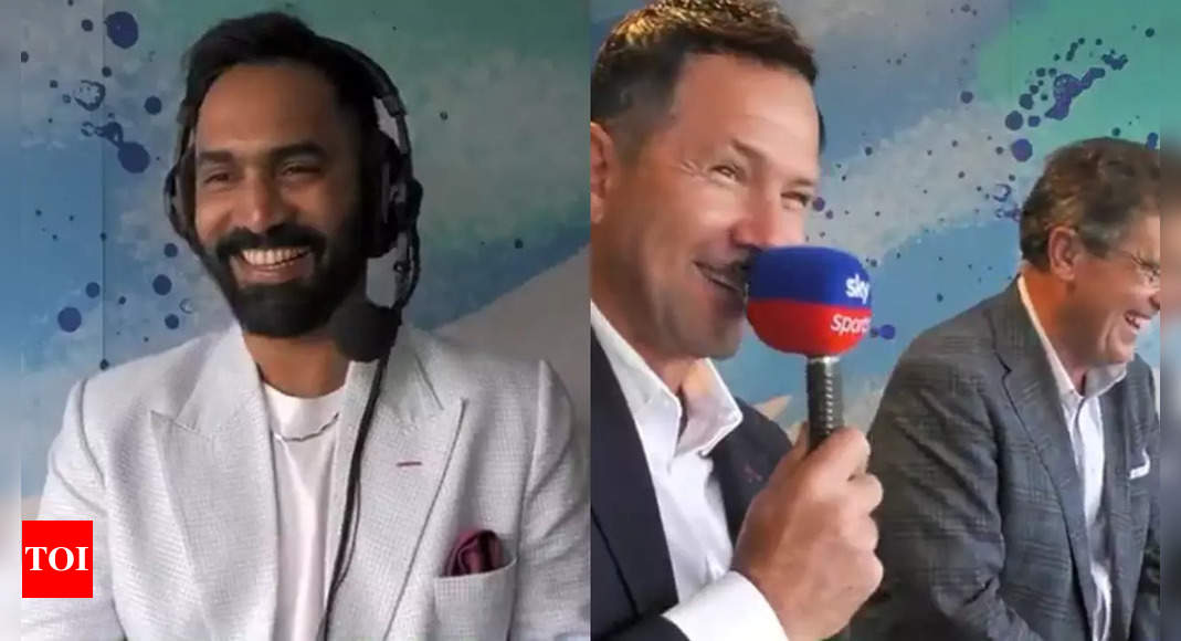 Watch: Dinesh Karthik engages in hilarious banter with Ricky Ponting, Mark Taylor in commentary box | Cricket News – Times of India