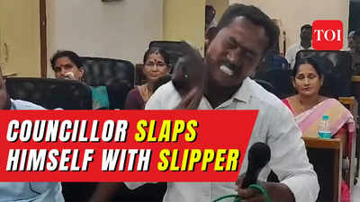 AP: Narsipatnam municipality councillor slaps self with slipper for failing to fufil promises, video goes viral