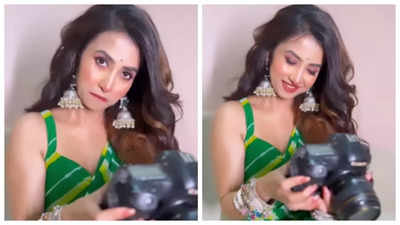 Watch: Monami Ghosh winks in a green printed saree, teases fans with quirky fashion sense