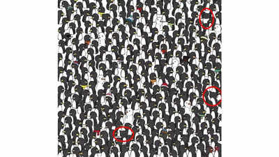 Optical Illusion to Test Your Vision: Find 3 Cats Among Penguins in 10 Seconds!