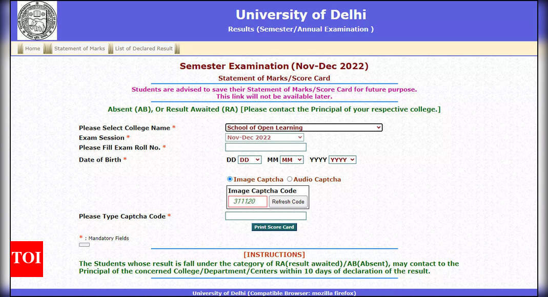 DU announces SOL first semester results 2023 for BA and BCom programmes; Direct link