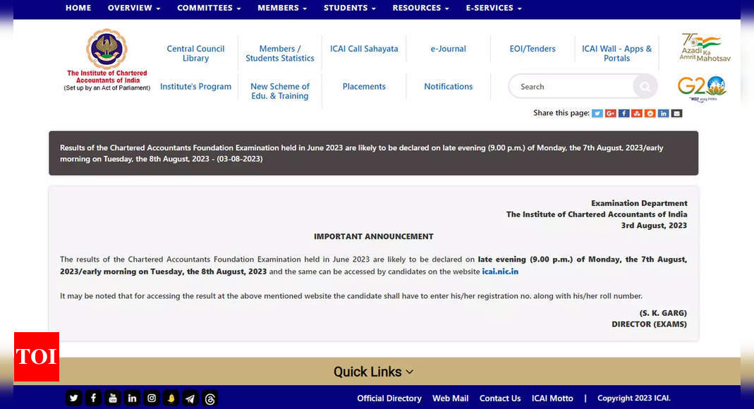 CA Foundation June 2023 results date and time release; Check here