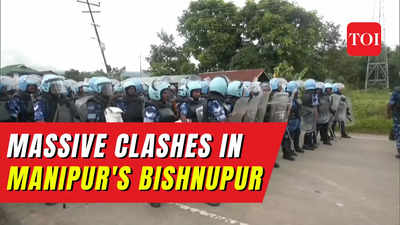 Caught on cam: Massive clashes erupt in Manipur's Bishnupur area, heavy firing by security forces