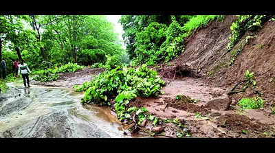 Heavy rain in last 24 hours triggers landslides in Pendra