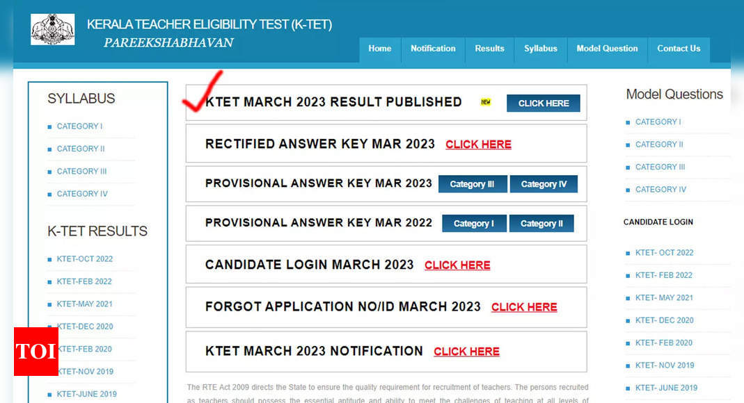 Kerala TET March 2023 results released on ktet.kerala.gov.in; Direct download link