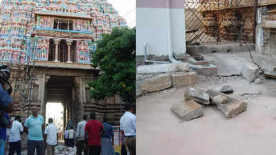 Trichy: Portion of Srirangam temple’s gopuram collapses