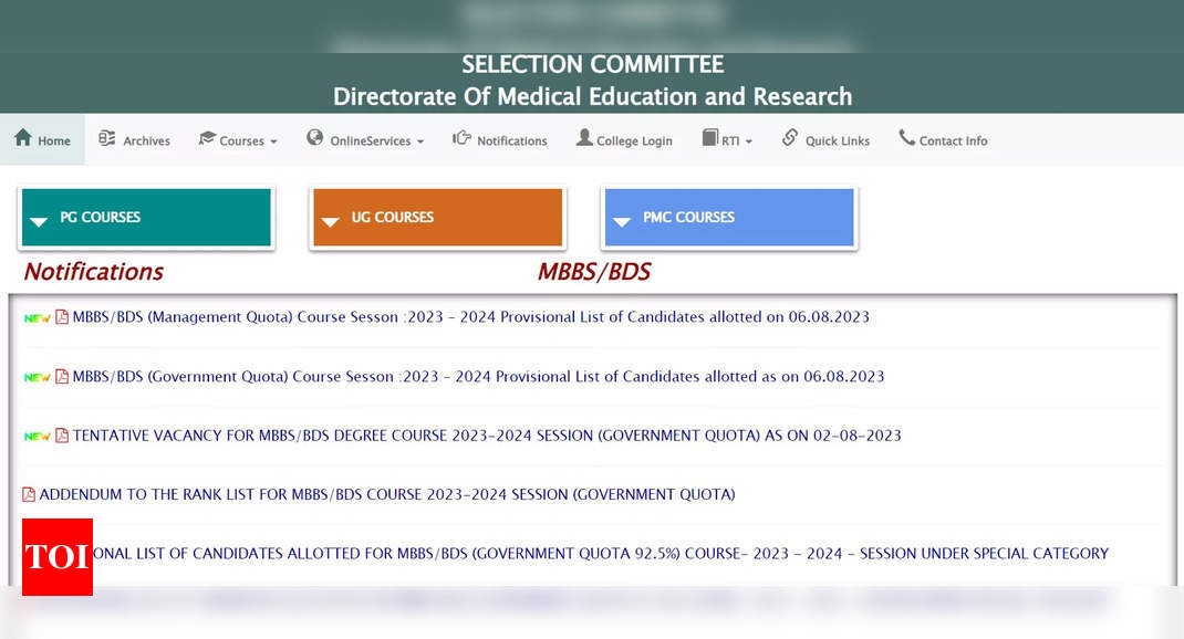 Tamil Nadu NEET UG Seat Allotment Result 2023 Out on tnmedicalselection.net, download link here