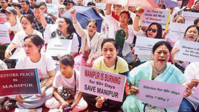 Protest at Jantar Mantar calls for an end to violence in Manipur