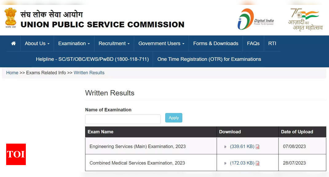 UPSC ESE Main Result 2023 declared on upsc.gov.in, result PDF here