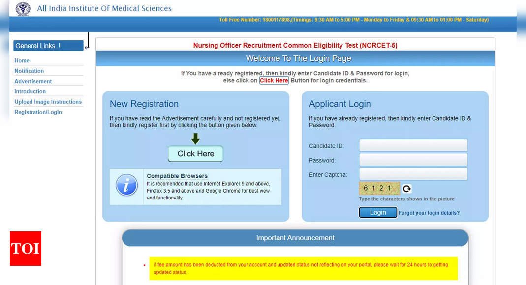 AIIMS NORCET-5: Application for Nursing Officer Recruitment Test 2023 begins; Direct link