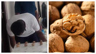 Watch: Andhra man creates world record by cracking 273 walnuts with his head in a minute
