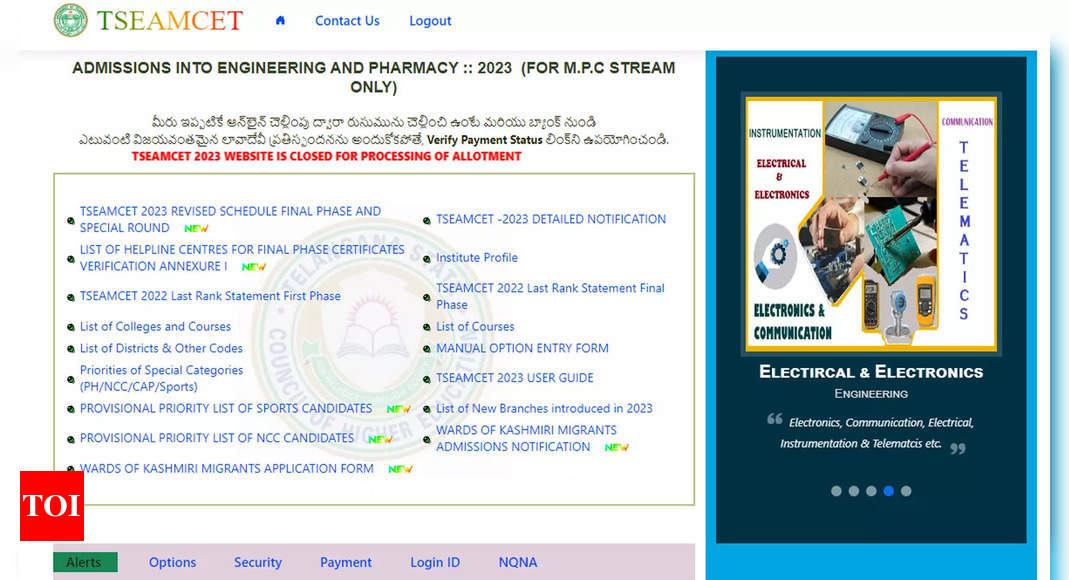 TS EAMCET 2023: Final phase engineering seat allotment result today on tseamcet.nic.in