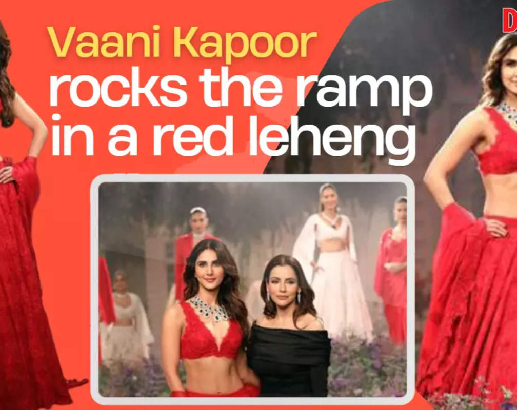
Vaani Kapoor dons a red lehenga as a showstopper for designer Isha Jajodia
