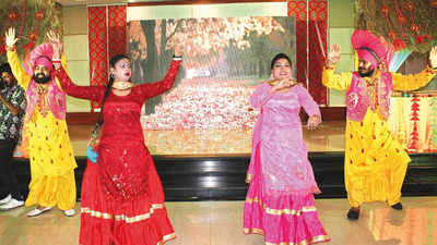 Ladies dance to the Punjabi beats