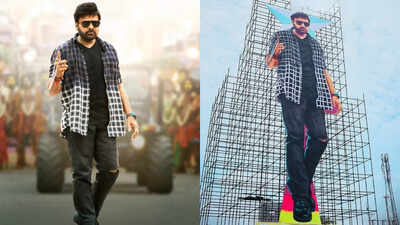 Bholaa Shankar: Chiranjeevi fans erect tallest 126 ft cutout on Suryapet-Vijayawada highway