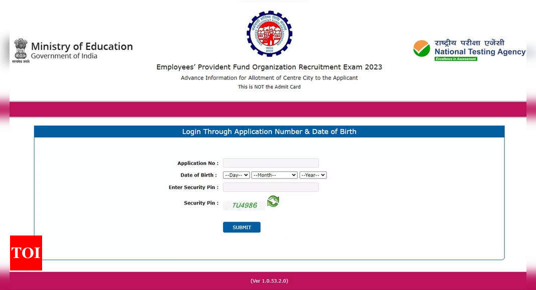 EPFO SSA Admit Card 2023: City intimation slip for CBT exam released on recruitment.nta.nic.in; download here