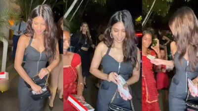 Shah Rukh Khan's darling daughter Suhana Khan shows her generous side, hands out Rs 500 notes to woman asking for money - WATCH VIRAL video
