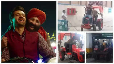 'Gadar 2': Fans arrive in tractors and trucks to watch Sunny Deol starrer in theatres - WATCH