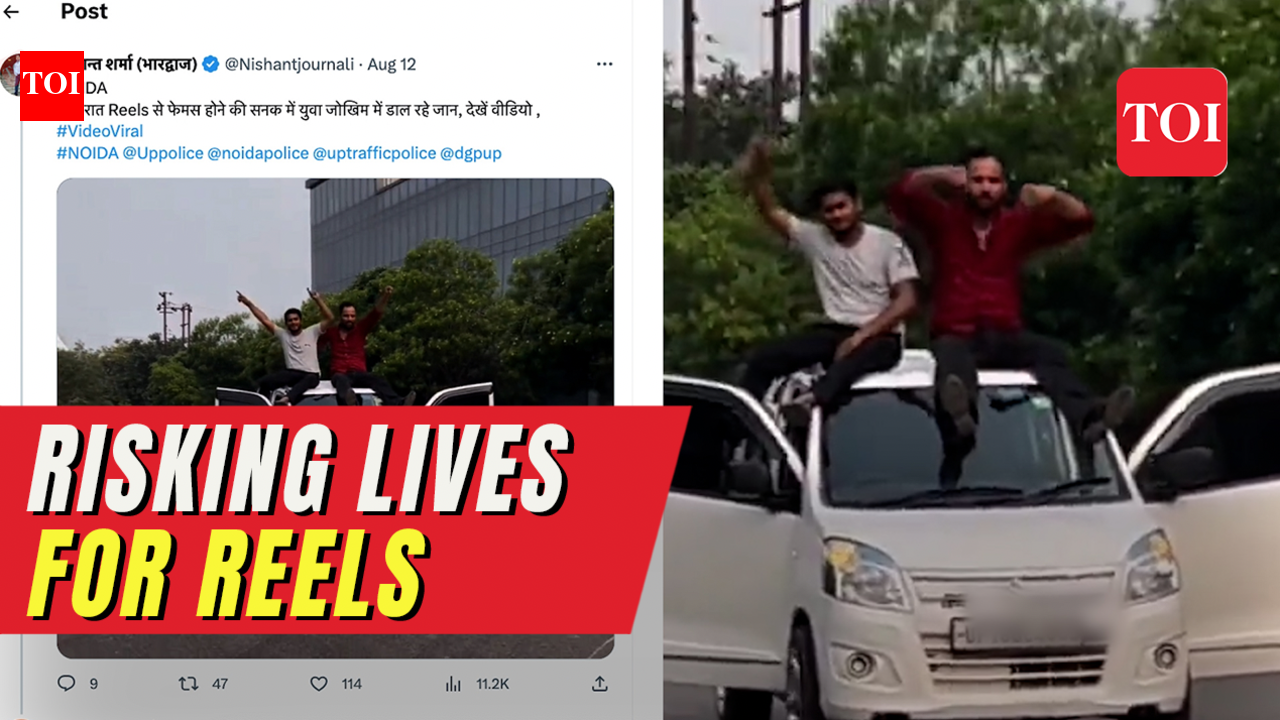 Viral video: Two youths including driver climb on top of moving car for ...