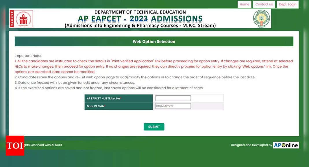 EAPCET counselling web option entry closes today on eapcet-sche.aptonline.in