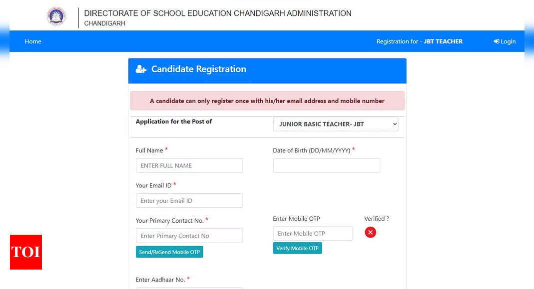 Chandigarh JBT Recruitment 2023: Apply online for 293 vacancies on nltchd.info; Direct link