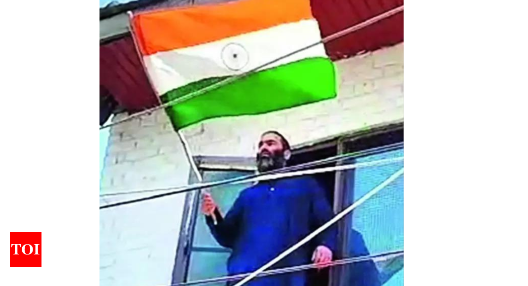 Sopore: Hizbul terrorist’s brother waves tricolour in Sopore | India News