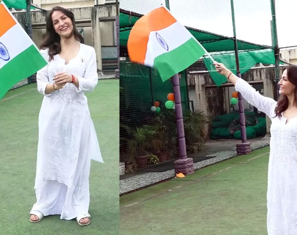 
Elli Avraam waves the tricolor as she celebrates Independence Day with mediapersons
