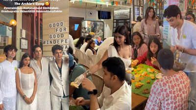 Suhana Khan, Khushi Kapoor, Agastya Nanda with other 'The Archies' cast serve Independence Day feast at an eatery spreading the spirit of unity