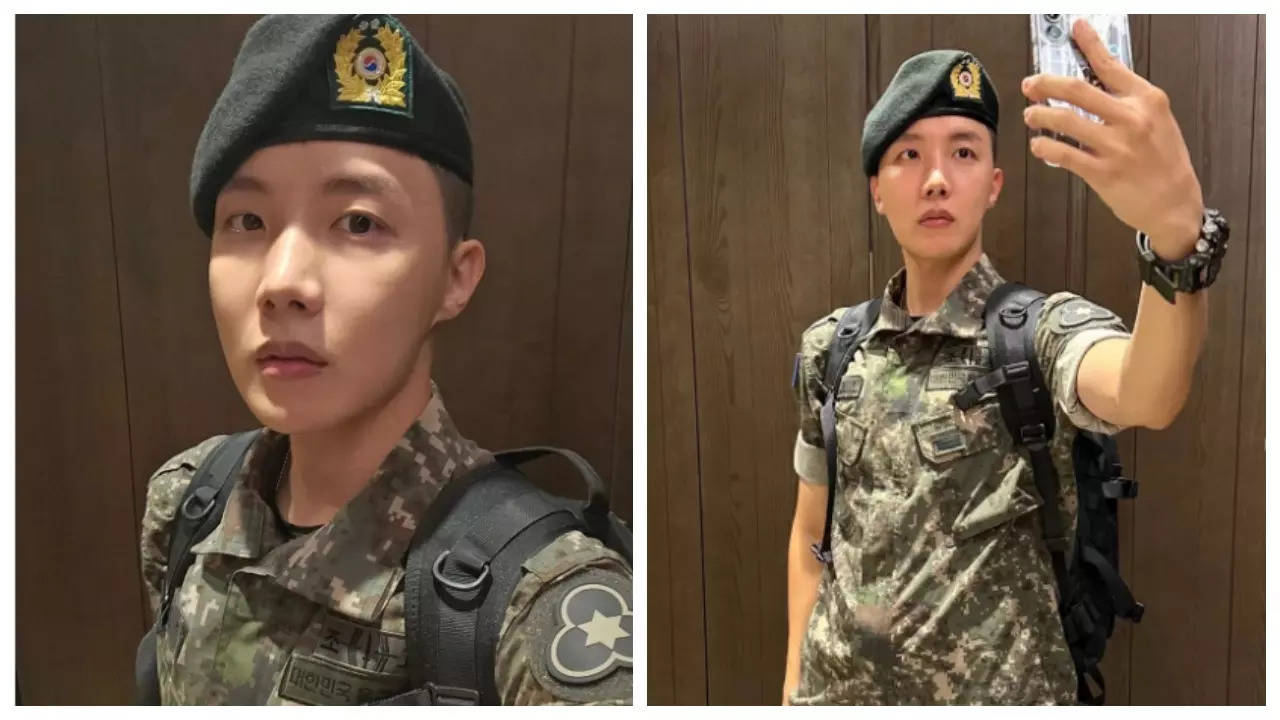 BTS star J-Hope poses in his military uniform; ARMY can't keep