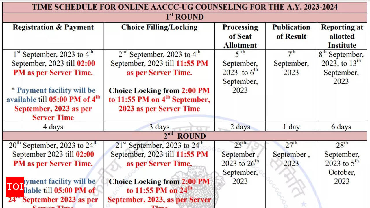 AYUSH NEET UG Counselling 2023 schedule released on aaccc