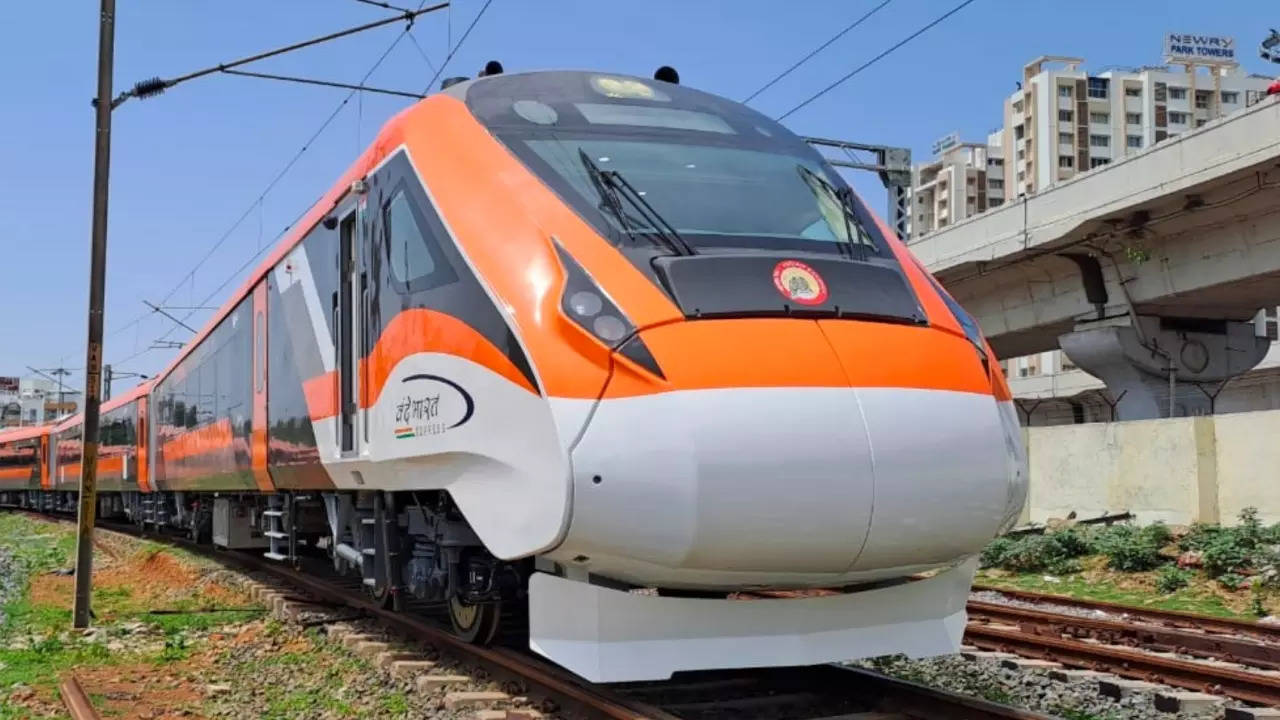 Integral Coach Factory: Exclusive: New orange Vande Bharat Express hits the  tracks; watch video & see pics of new Indian Railways train - Times of India