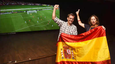Spain fans in Delhi celebrate FIFA victory