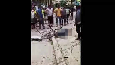 23-yr-old comes under electric pole pulled down by cables stuck to truck