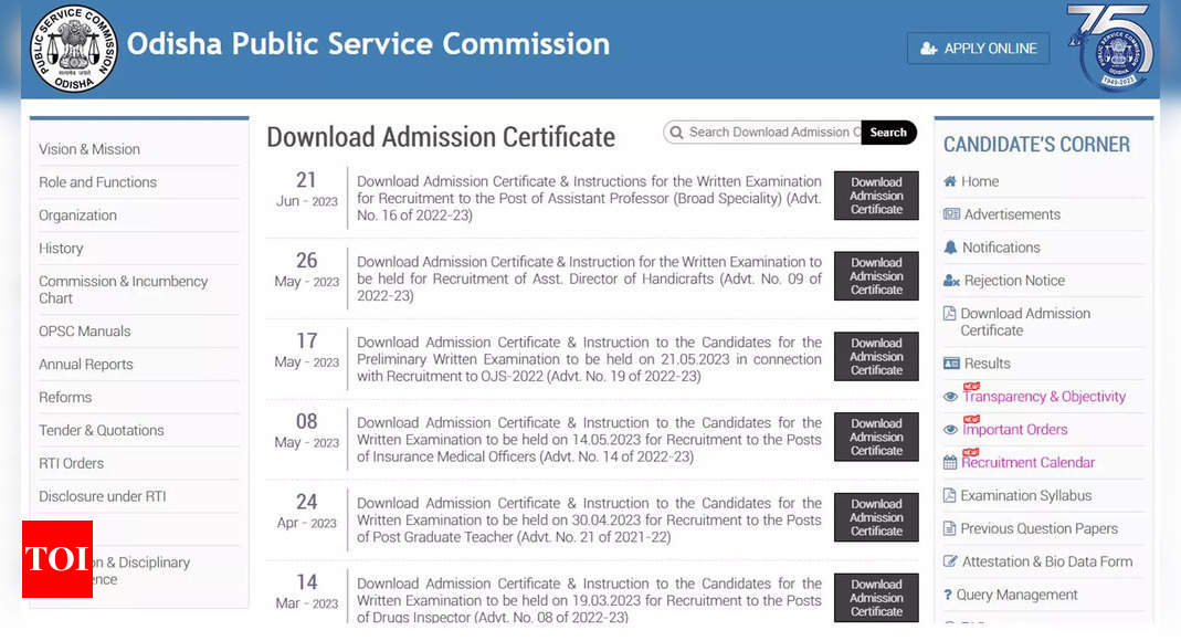 OPSC Admit Card for Odisha Public Prosecutor Exam 2023 releases today on opsc.gov.in