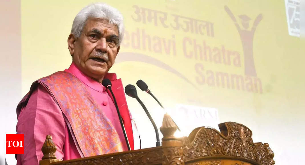 LG Manoj Sinha: J&K parties opposing land to homeless responsible for 50,000 deaths | India News – Times of India