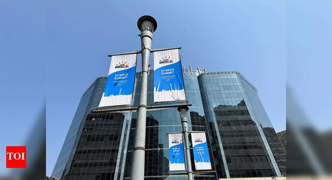 Johannesburg set to global leaders; tall screens ft PM Modi