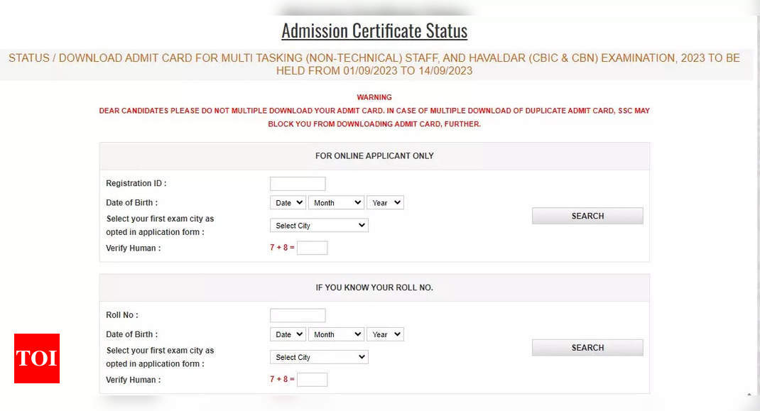 SSC MTS Tier 1 Admit Card 2023 released on ssc.nic.in, direct link to download