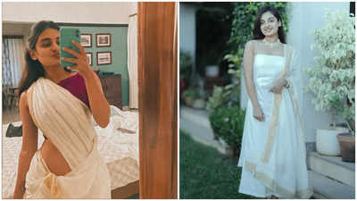 Esther Anil blossoms in Onam elegance