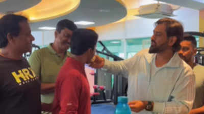 Watch - 'Kaun kaun dieting pe hai': MS Dhoni hilariously asks gym friends while cutting a cake
