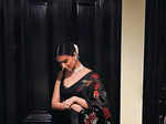 Tara Sutaria looks graceful in black chanderi silk saree