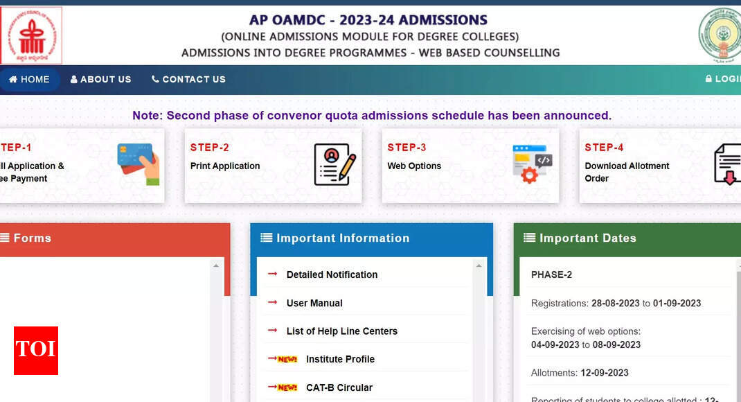 AP OAMDC 2023 Phase 2 schedule released on cets.apsche.ap.gov.in,  registration begins tomorrow - Times of India
