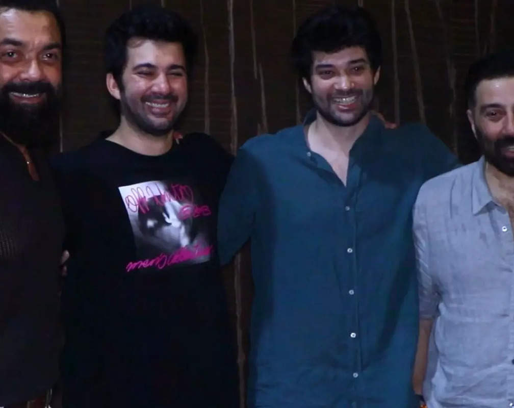 
'Gadar 2' success party: Sunny Deol, his sons and brother Bobby Deol pose for the shutterbugs
