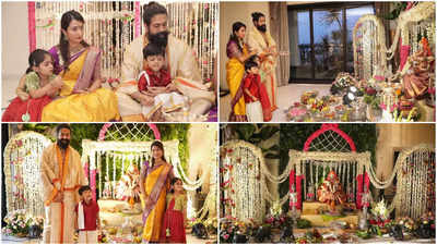 Yash and wife Radhika Pandit observe Varamahalakshmi puja with their ...