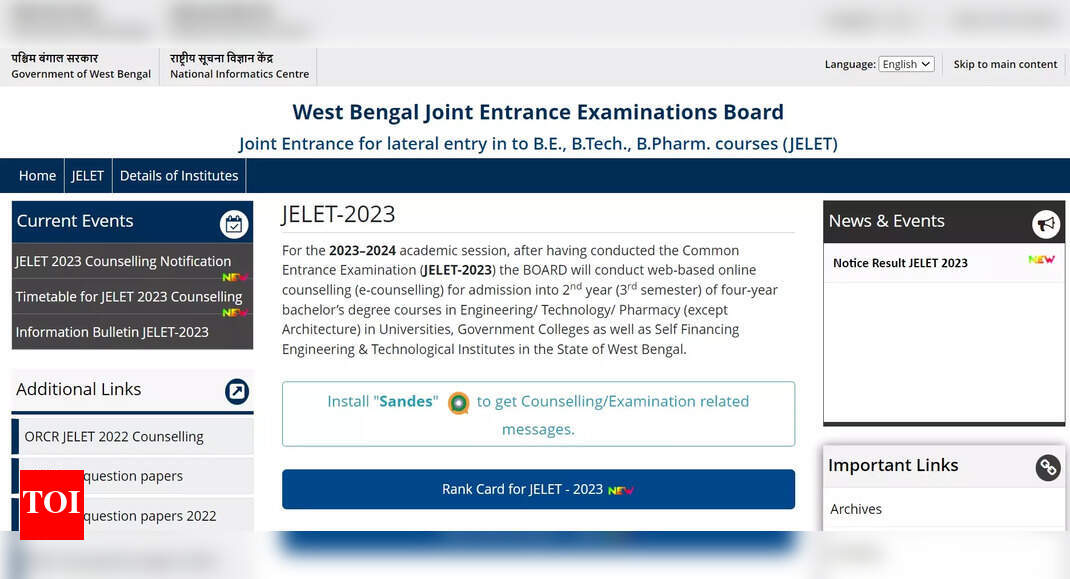 WB JELET Counselling 2023: Round 1 registration begins today at wbjeeb ...
